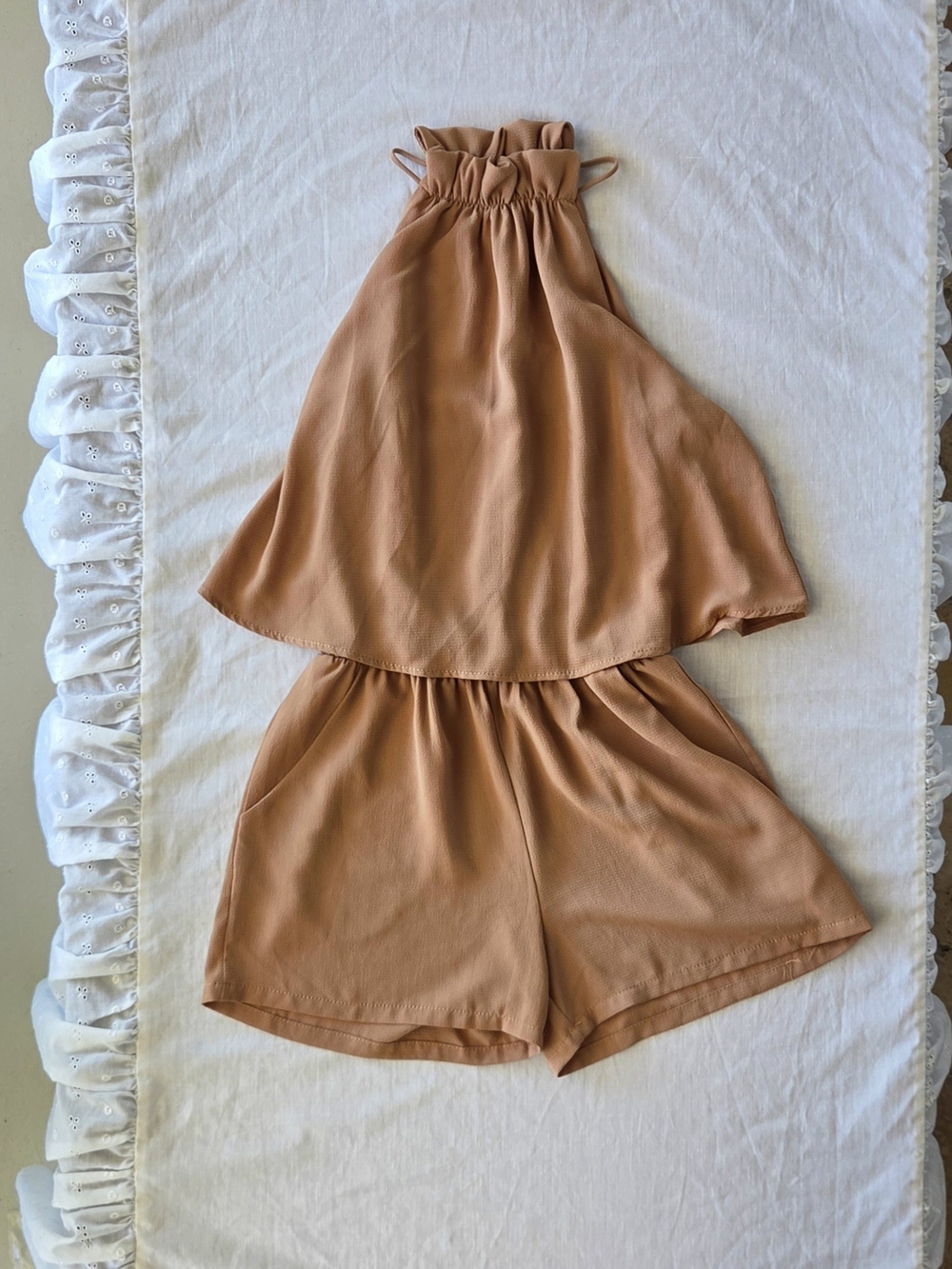 Vici Collection Camel Pick Up Line High Neck Pocketed Romper Size XS Resortwear